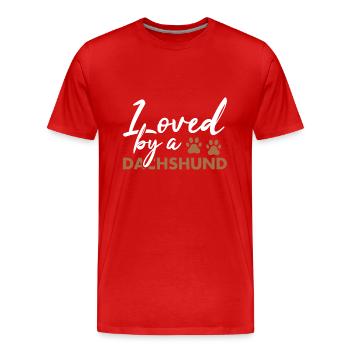 Loved By A Dachshund - Men's Premium Organic T-Shirt - red - Front - Damien (186cm)