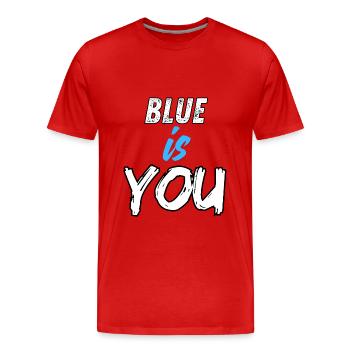 BLAU BIST DU - Männer Premium Bio T-Shirt - Rot - Vorne - Damien (186cm)