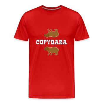 Copybara - Capybara Wortspiel - Copy Paste - Männer Premium Bio T-Shirt - Rot - Vorne - Damien (186cm)