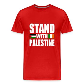 Stand with palestine - T-shirt bio Premium Homme - rouge - Devant - Damien (186cm)