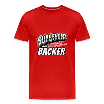 Superheld, clever getarnt als Bäcker - Männer Premium Bio T-Shirt - Rot - Vorne - Damien (186cm)