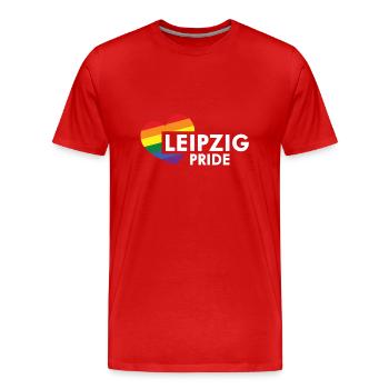 Leipzig Pride Rainbow (weiß) - Männer Premium Bio T-Shirt - Rot - Vorne - Damien (186cm)