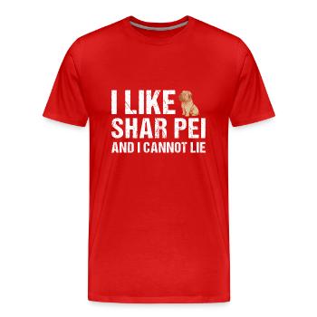 J’aime Shar Pei et je ne peux pas mentir - T-shirt bio Premium Homme - rouge - Devant - Damien (186cm)