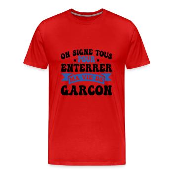 Junggesellenabschied Humorvolles Geschenk - Männer Premium Bio T-Shirt - Rot - Vorne - Damien (186cm)