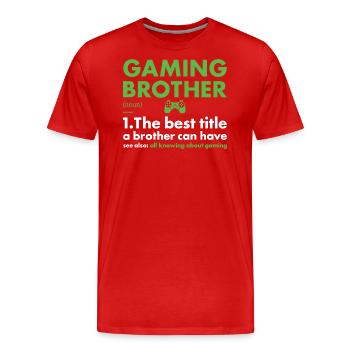 Gamer Brother Definition Gaming - Männer Premium Bio T-Shirt - Rot - Vorne - Damien (186cm)