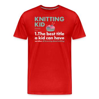 Knitter Kid Definition Knitting - Men's Premium Organic T-Shirt - red - Front - Damien (186cm)