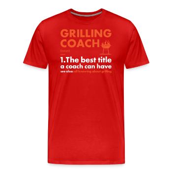 Griller Coach Definition Grilling - Men's Premium Organic T-Shirt - red - Front - Damien (186cm)