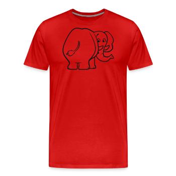 Elefant von hinten - überrascht, erschrocken, oops - Männer Premium Bio T-Shirt - Rot - Vorne - Damien (186cm)