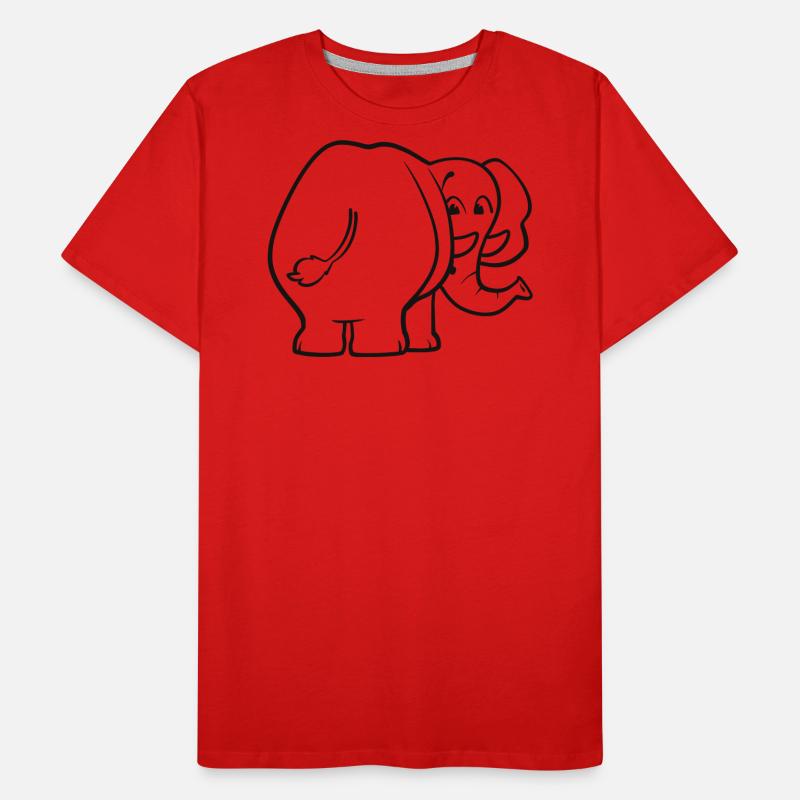 Éléphant de derrière - surpris, effrayé, oups T-shirt bio Premium Homme