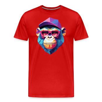 Cool monkey in wrinkled robe - Men's Premium Organic T-Shirt - red - Front - Damien (186cm)
