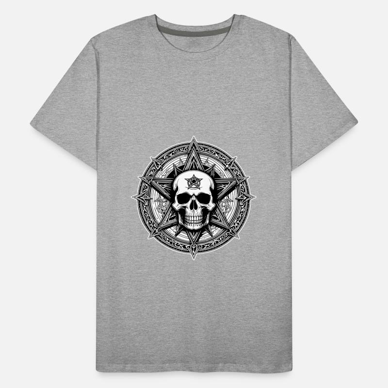 Skull with pentagram as line drawing Men's Premium Organic T-Shirt