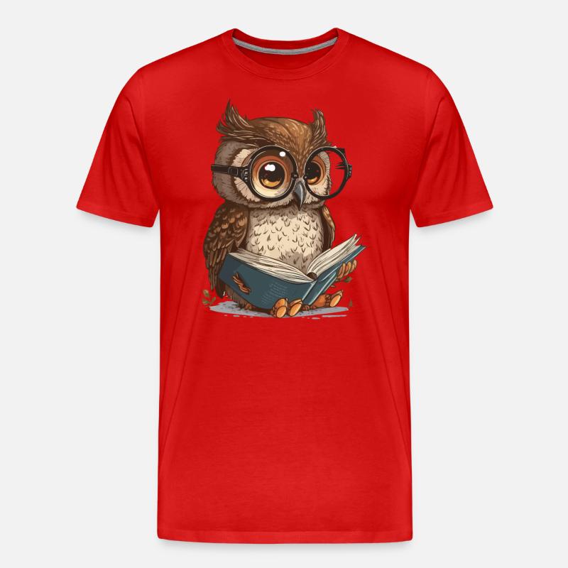 Weise Eule - Männer Premium Bio T-Shirt - Rot