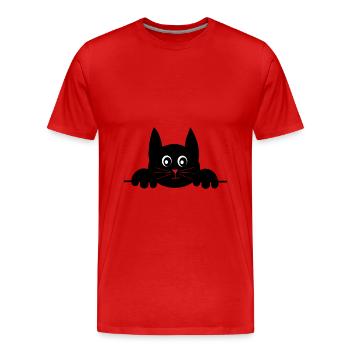 chat noir chat chaton doux cadeau de Noël - T-shirt bio Premium Homme - rouge - Devant - Damien (186cm)