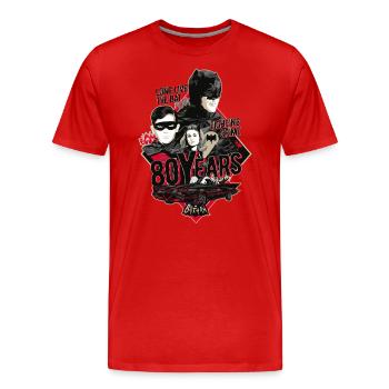 Batman 80 Ans - T-shirt bio Premium Homme - rouge - Devant - Damien (186cm)