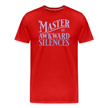 Maître des silences gênants en bleu - T-shirt bio Premium Homme - rouge - Devant - Damien (186cm)