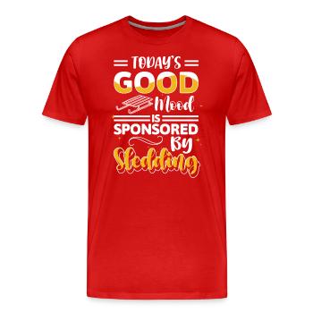 Winter Tobogganing Sledder Slides - Men's Premium Organic T-Shirt - red - Front - Damien (186cm)