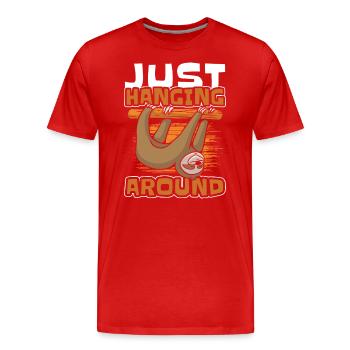 Faultier Abhängen Hängen - Männer Premium Bio T-Shirt - Rot - Vorne - Damien (186cm)