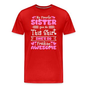 Famille, Enfants, Coeur de Frère, Cohésion - T-shirt bio Premium Homme - rouge - Devant - Damien (186cm)