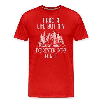 Forest Workers Forest Hunter - Men's Premium Organic T-Shirt - red - Front - Damien (186cm)