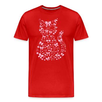 Süße rosa Katze Flirty Schleife Geschenk - Männer Premium Bio T-Shirt - Rot - Vorne - Damien (186cm)
