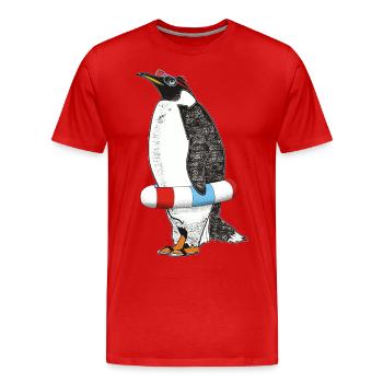 PINGUIN WARTET SOMMER - Männer Premium Bio T-Shirt - Rot - Vorne - Damien (186cm)