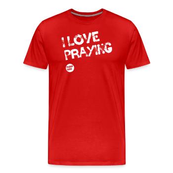J’ADORE PRIER par Supersoul - T-shirt bio Premium Homme - rouge - Devant - Damien (186cm)