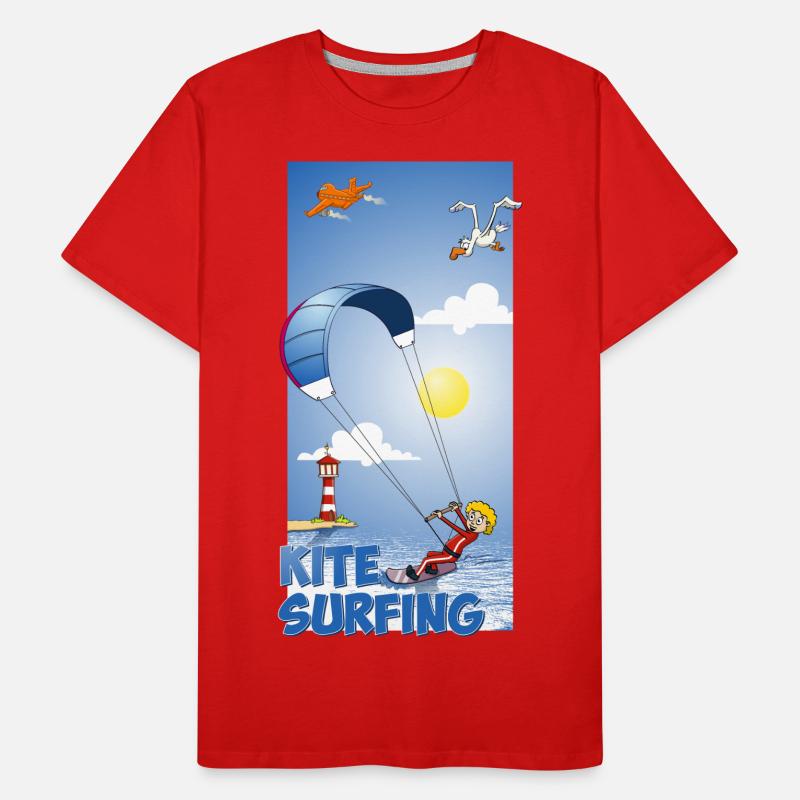 Farbenfrohe Illustration eines Kitesurfers Männer Premium Bio T-Shirt