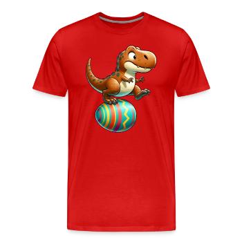 Tanzender T-Rex, Oster-Eierschalen-Spaß - Männer Premium Bio T-Shirt - Rot - Vorne - Damien (186cm)