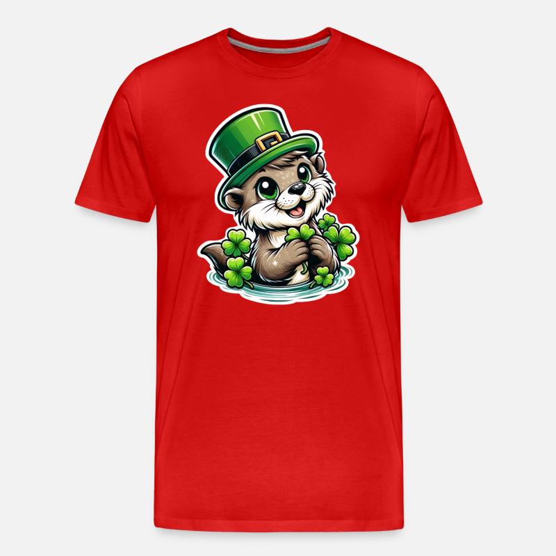 St. Patrick's Otter Spaß - Männer Premium Bio T-Shirt - Rot