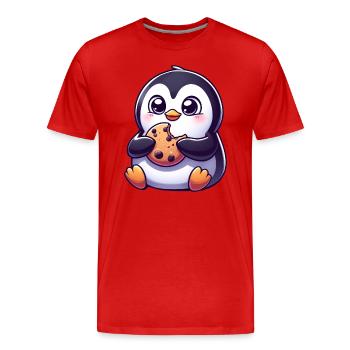 Pinguin Cookie Süßer Nachtisch Keks - Männer Premium Bio T-Shirt - Rot - Vorne - Damien (186cm)