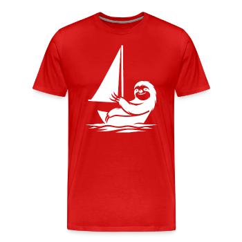 Dériveur minimaliste Sloth Summer - T-shirt bio Premium Homme - rouge - Devant - Damien (186cm)