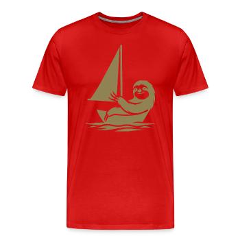 Dériveur minimaliste Sloth Summer - T-shirt bio Premium Homme - rouge - Devant - Damien (186cm)
