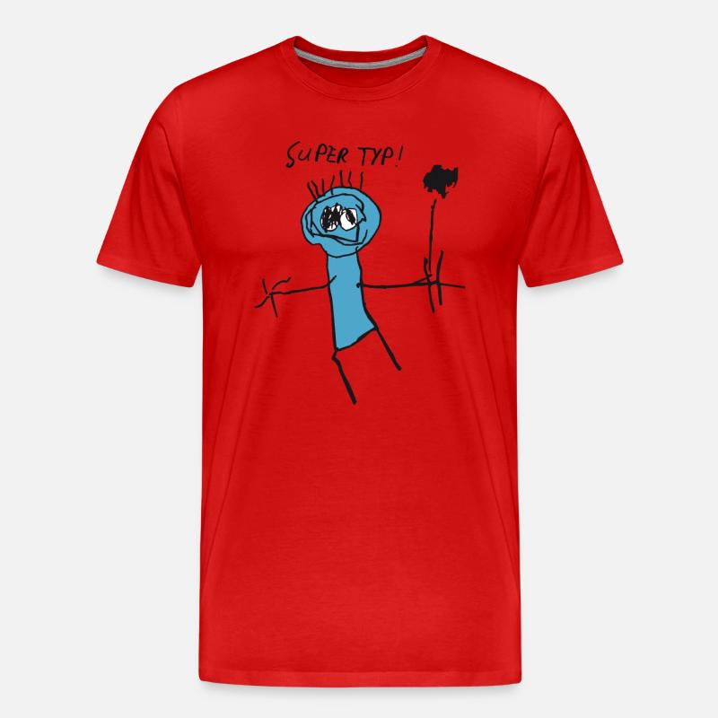 Strichmännchen "Super Typ" - Männer Premium Bio T-Shirt - Rot