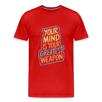 VOTRE EST VOTRE PLUS GRANDE ARME - T-shirt bio Premium Homme - rouge - Devant - Damien (186cm)