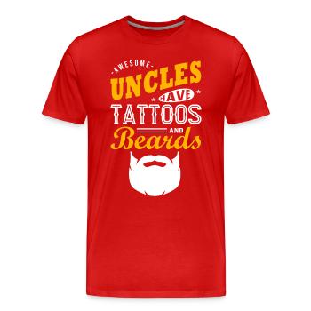 Awesome UNCLES haben Tätowierungen und Bärte Weihnachtsgeschenk - Männer Premium Bio T-Shirt - Rot - Vorne - Damien (186cm)