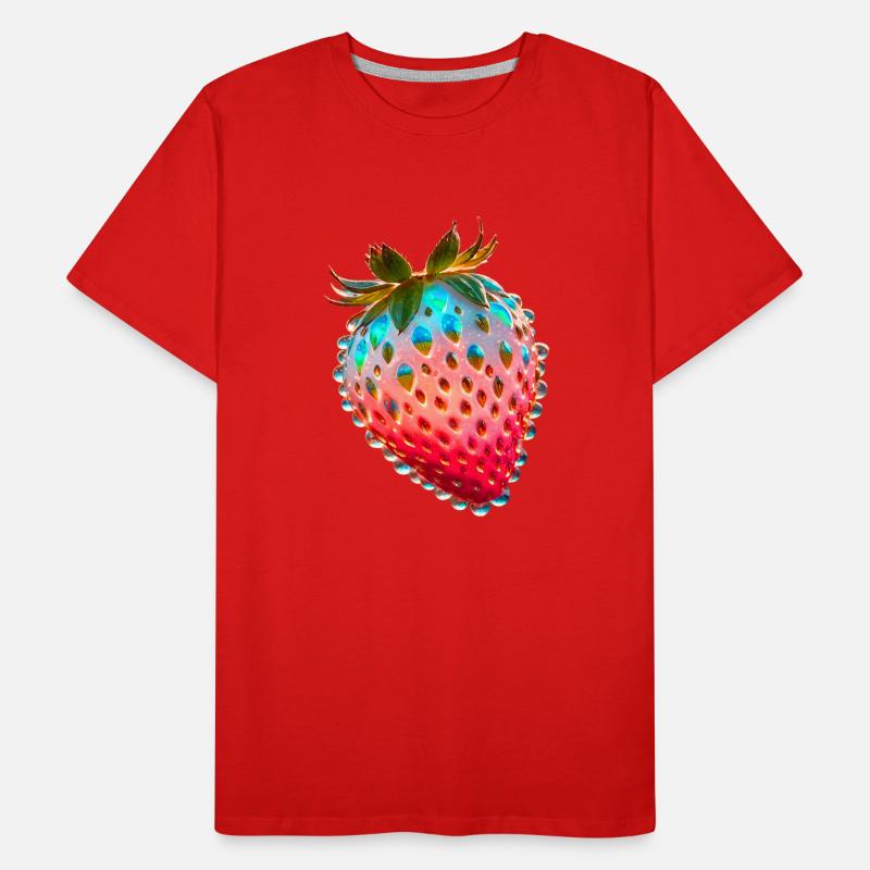 erdbeere,rote erdbeere,wassertropfen,glas Männer Premium Bio T-Shirt