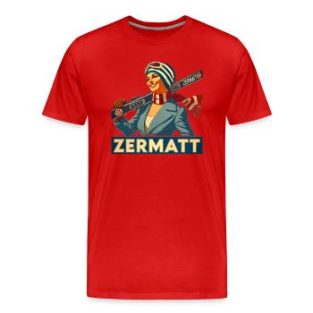 Vintage Ski-Chic Zermatt Retro charmantes Design - Männer Premium Bio T-Shirt - Rot - Vorne - Damien (186cm)