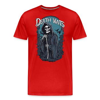 Sensenmann "Der Tod wartet" Gothic Kunst - Männer Premium Bio T-Shirt - Rot - Vorne - Damien (186cm)