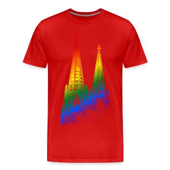 Cathédrale de Cologne LGBTQ Pride Rainbow Silhouette Cologne - T-shirt bio Premium Homme - rouge - Devant - Damien (186cm)