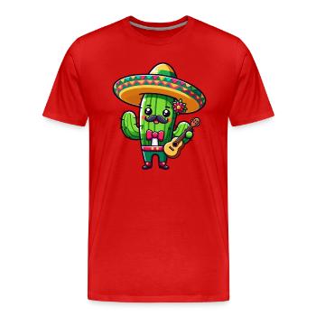 Cinco de Mayo Kaktus Mariachi Gitarrist - Männer Premium Bio T-Shirt - Rot - Vorne - Damien (186cm)