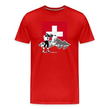 Biathlon - Swiss Flag - Männer Premium Bio T-Shirt - Rot - Vorne - Damien (186cm)