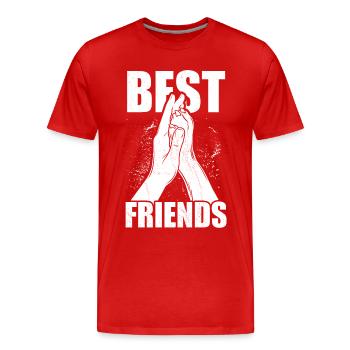Main + patte de chien - Meilleurs amis - Fan de chien - T-shirt bio Premium Homme - rouge - Devant - Damien (186cm)