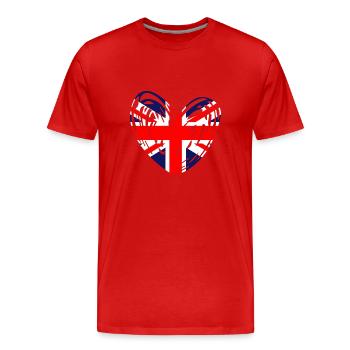 | de cœur Union Jack | du drapeau britannique Britannique - T-shirt bio Premium Homme - rouge - Devant - Damien (186cm)