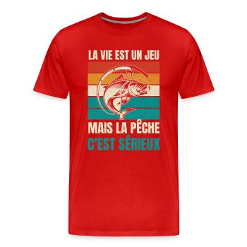 la pêche c'est sérieux - T-shirt bio Premium Homme - rouge - Devant - Damien (186cm)