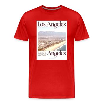 Los Angeles Coast - Men's Premium Organic T-Shirt - red - Front - Damien (186cm)