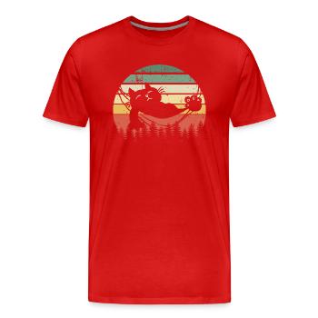 Katze Sunset - Männer Premium Bio T-Shirt - Rot - Vorne - Damien (186cm)