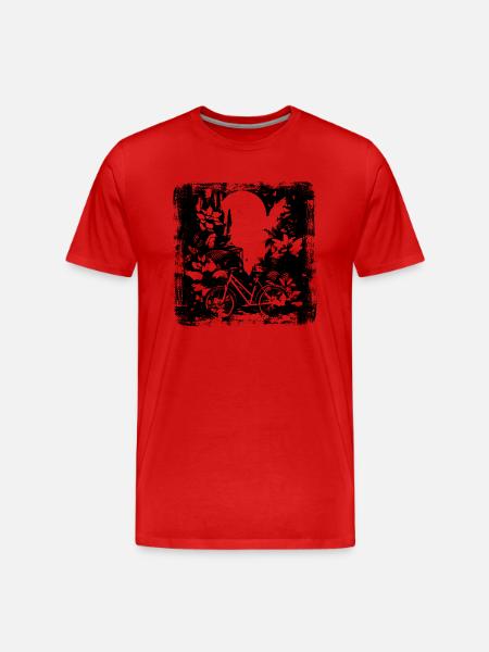 Mountain Biking Sketch - Men's Premium Organic T-Shirt - red