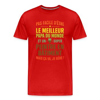 Super Papa Peintre en bâtiment idée cadeau père - T-shirt bio Premium Homme - rouge - Devant - Damien (186cm)