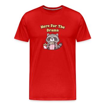 Drôle de raton laveur mangeant du pop-corn ici pour le drame - T-shirt bio Premium Homme - rouge - Devant - Damien (186cm)