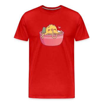 Süßes Küken In Ramen Nudeln Lustig - Männer Premium Bio T-Shirt - Rot - Vorne - Damien (186cm)